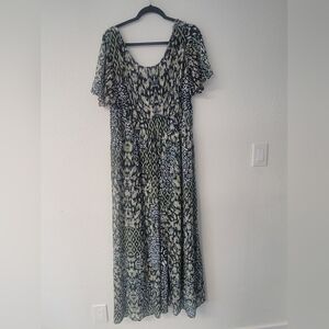 Avenue Green and Black Maxi Dress